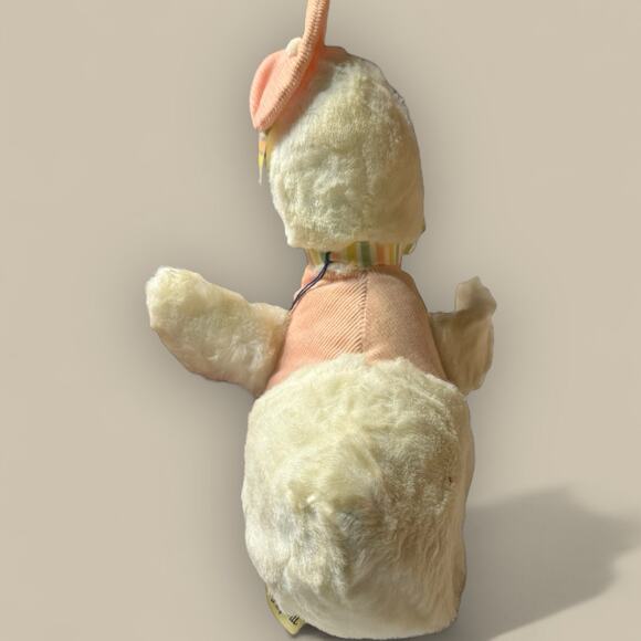 Vtg 60s Master Industries Duck Pink Hat Vest Made In USA Stuffed Animal Plush 9” - Picture 2 of 5